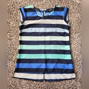 The Limited Multicolor Blue and Green Striped Blouse
